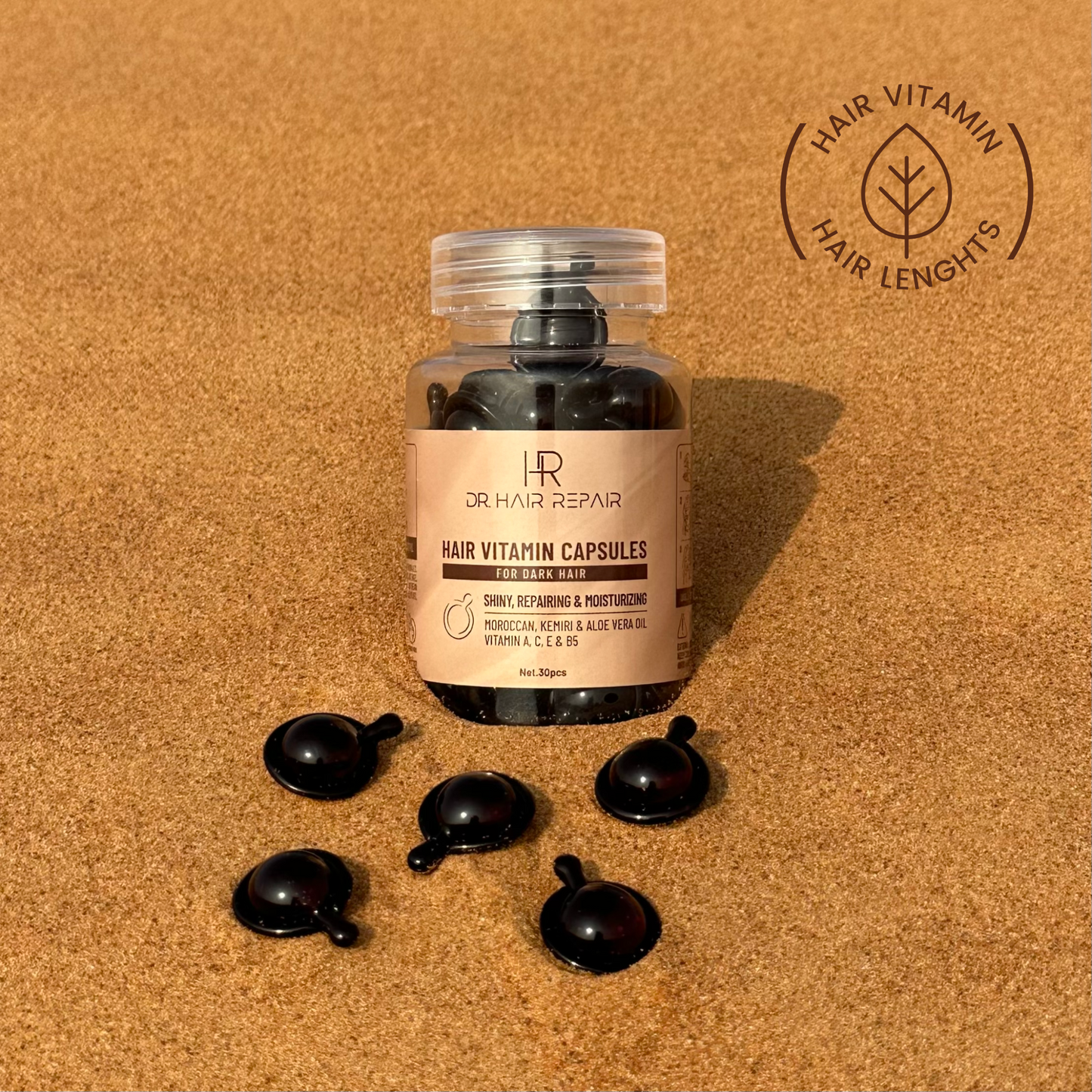 Length Repair for Dark Hair | Black Vitamin Capsules (30pcs)