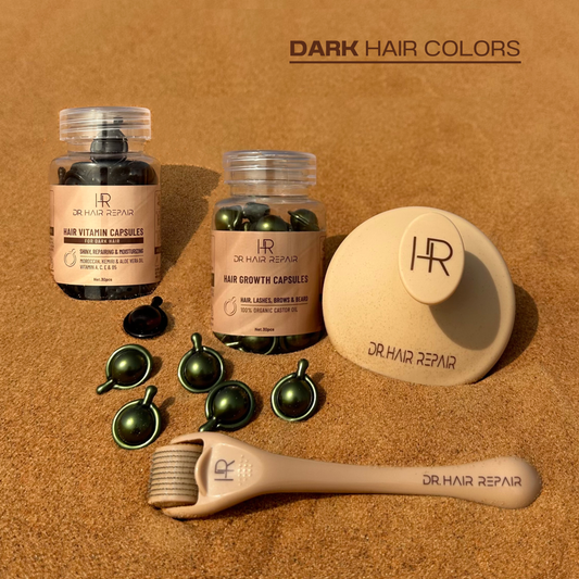 Overall Volume + Length Repair —Dark Hair Bundle | Green + Black + Tools (60pcs)